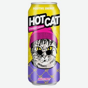 Энергетик Hot Cat Multi-fruit безалкогольный газированный, 450 мл