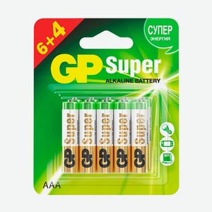 Батарейки GP Super Alkaline ААА LR03 10шт. 6+4 24A-CR10