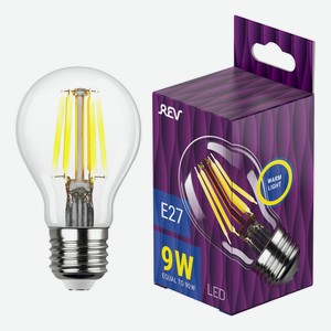 Лампа светодиодная Rev Filament E27 9 Вт 2700 К груша прозрачная