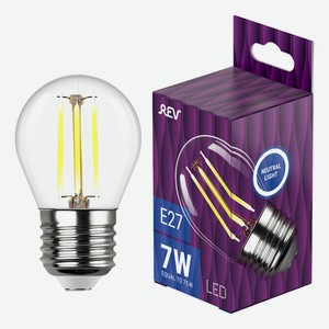Лампа энергосберегающая Rev G45 Е27 7 Вт 4000 К шар прозрачная