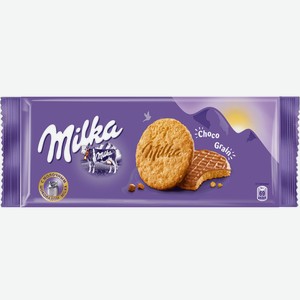Печенье Milka Choco Grain из цельнозерновой муки с овсяными хлопьями в молочном шоколаде 168г