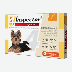 Inspector Quadro C капли для собак весом 1-4 кг от внешних и внутренних паразитов (1 пипетка)