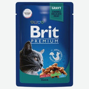 Брит 85г Premium Пауч Утка в соусе для взрослых кошек