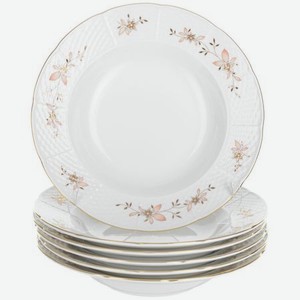 Набор глубоких тарелок Thun Menuet декор Золотые ветки 23 см 6 шт