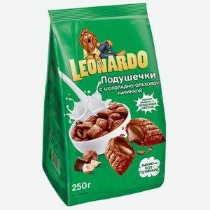 Завтрак готовый Leonardo подушечки с шоколадной начинкой, 250гр