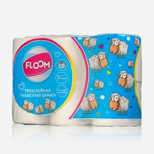 Туалетная бумага Floom 3х-слойная 6шт