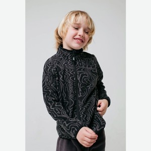 Куртка для мальчика (флис) CROCKID р.134 цв.черный, серые волны арт.фл 34011/н/44 ГР