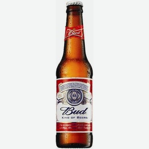 Пиво Bud светлое пастеризованное 5% 0.33 л, стеклянная бутылка 