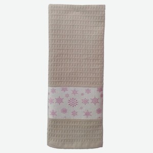 Полотенце вафельное NAT Снежинки с печатью, 40х70 см