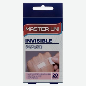 Лейкопластырь Master Uni бактерицидный на прозрачной полимерной основе, 20 шт
