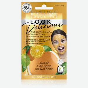 Энергизирующая bio маска со скрабом orange&lime серии look delicious Eveline, 10 мл