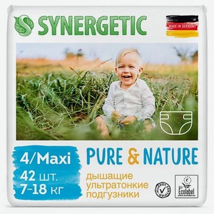 SYNERGETIC Подгузники дышащие ультратонкие Pure&Nature Maxi 4