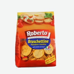 Хрустящие хлебцы Брускеттине со вкусом томатов и базилика "Roberto" 100гр