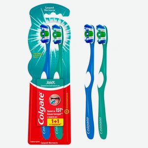 Промо зубная щетка Colgate 360 суперчистота средняя 1+1