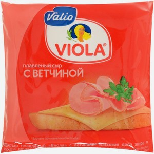 Сыр плавленый Viola с ветчиной 45% 140 г, 8 ломтиков