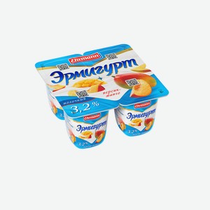 Продукт йогуртный Эрмигурт Молочный Персик-Манго 3.2%, 100 г