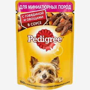 Pedigree влажный корм для взрослых собак миниатюрных пород, говядина и овощи в соусе (85 г)