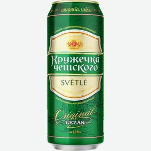 Пиво Пиво Кружечка Чешского светлое 4,3%, 0,43 л