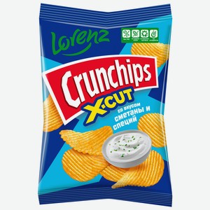 Чипсы картофельные рифленые Crunchips. X-Cut со вкусом сметаны и специй 70г