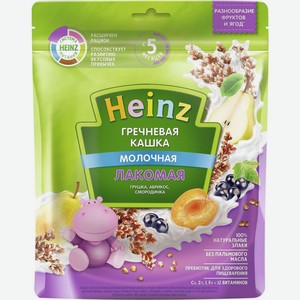 Каша детская Heinz Лакомая молочная гречневая с абрикосом, грушей и смородиной, с 5 месяцев, 170 г