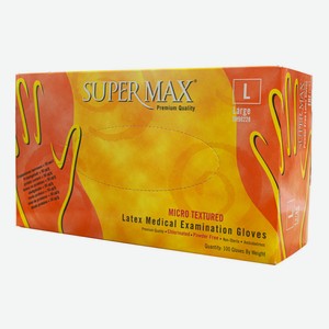 Перчатки Supermax латексные одноразовые L белые 100 пар