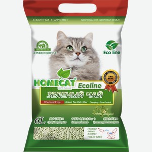 Наполнитель Homecat Зеленый чай для кошачьих туалетов комкующийся 6 л