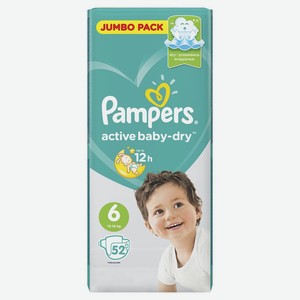 Подгузники Pampers Active Baby-Dry 6 (13-18) 52шт