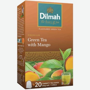 Чай зеленый Dilmah with Mango, 20×1,5 г