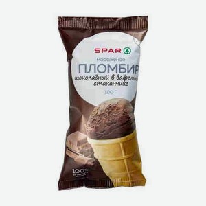 Мороженое Пломбир Spar Шоколадное В Вафельном Стаканчике 15% 100г