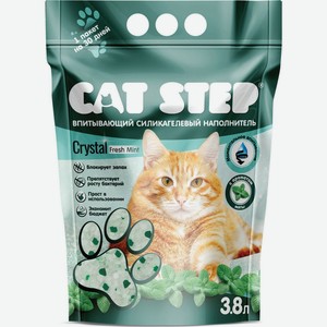 Наполнитель для кошачьего туалета Cat Step Crystal Fresh Mint силикагелевый, 3.8 л