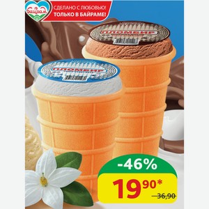 Мороженое Пломбир Ванильный; Шоколадный Башбакалея, ваф/стак, 60 гр