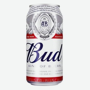 Пиво Bud светлое пастеризованное 5% 0.45 л, металлическая банка 