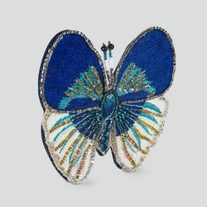 Бабочка Shishi ny на клипсе голубо-белая 10 см