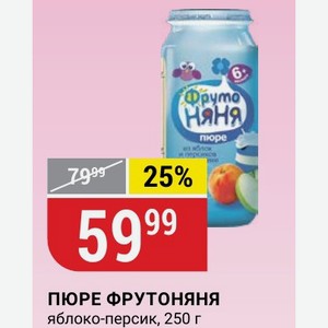 ПЮРЕ ФРУТОНЯНЯ яблоко-персик, 250 г