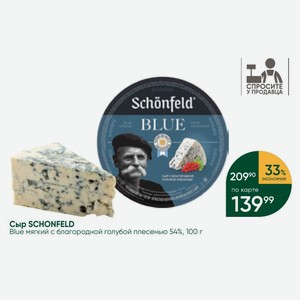 Сыр SCHONFELD Blue мягкий с благородной голубой плесенью 54%, 100 г