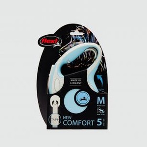 Поводок-рулетка для собак до 25 кг FLEXI New Comfort M Tape 5 M, Light Blue 1 шт