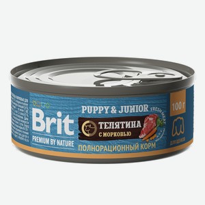 Брит Premium by Nature консервы с телятиной и морковью д/щенков всех пород, 100г