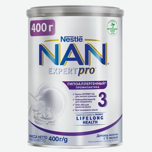 Смесь молочная NAN ExpertPro 3 Гипоаллергенный с 12 мес 400г ж/б