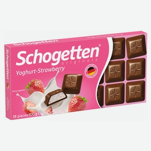 Шоколад порционный Schogetten Youghurt-strawberry молочный, 100 г