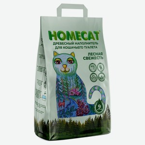 Наполнитель для кошачьих туалетов HOMECAT Древесный 9 л, 3 кг
