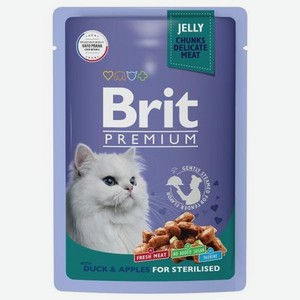 Корм для кошек Brit 85г Premium утка с яблоками в желе