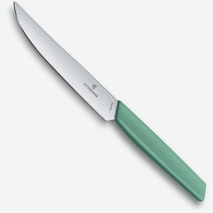 Нож кухонный Victorinox Swiss Modern, столовый, для стейка, 120мм, заточка прямая, стальной, мятный [6.9006.1241]