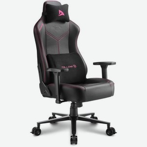Кресло игровое SHARKOON SGS30, на колесиках, эко.кожа, черный/розовый [529780]