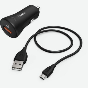 Комплект зарядного устройства HAMA H-178337, USB, microUSB, 3A, черный [00178337]
