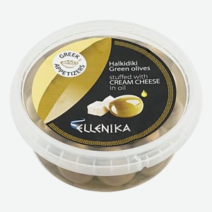 Оливки Ellenika зеленые фаршированные сливочным сыром в масляной заливке 250 г