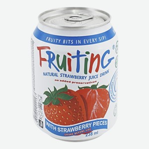 Напиток сокосодержащий Fruiting из натурального клубничного сока с кусочками клубники 0,238 л