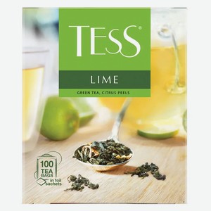 Чай зеленый Tess Лайм с добавками в пакетиках, 100 шт