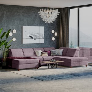 Lazurit Модульный левый диван Доминика с канапе Розовый 1 мм 1 мм 1 мм