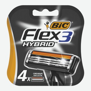 Кассеты сменные для бритья Bic Flex Hybrid 3 лезвия, мужские, 4 шт блистер