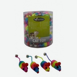 Papillon игрушка для кошек  Радужная мышка  с бубенчиком, вязаная, 5 см (35 г)